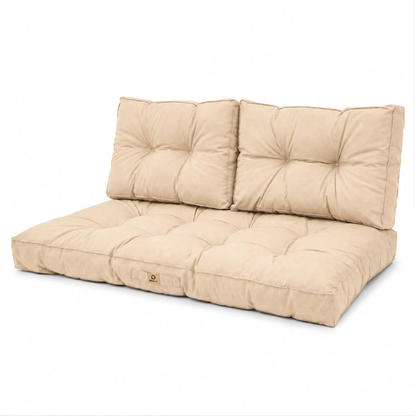 Conjunto de Cojines Acolchados para Banqueta 120x60 Beige - Grueso 15cm (1 Asiento + 2 Respaldos)