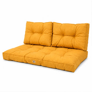 Ensemble Coussins Capitonné Banquette 120x60 Jaune - Épais 15cm (1 Assise + 2 Dossiers)
