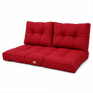 Ensemble Coussins Capitonné Banquette 120x60 Rouge - Épais 15cm (1 Assise + 2 Dossiers)