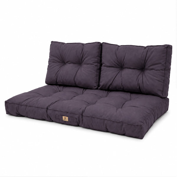 Conjunto de Cojines Acolchados para Banqueta 120x60 Gris Carbón - Grueso 15cm (1 Asiento + 2 Respaldos)