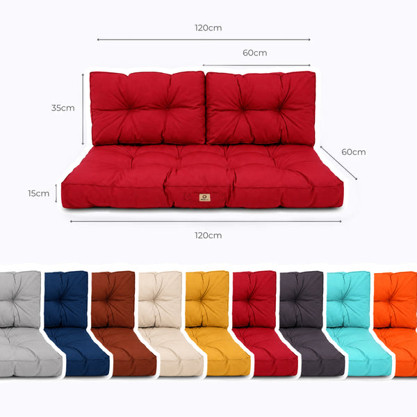 Conjunto de Cojines Acolchados para Banqueta 120x60 Rojo - Grueso 15cm (1 Asiento + 2 Respaldos)
