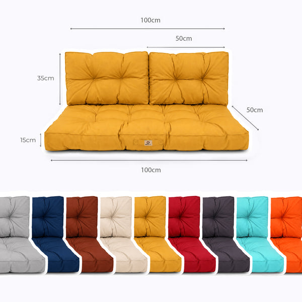 Conjunto de Cojines Acolchados para Banqueta 100x50 Amarillo - Grueso 15cm (1 Asiento + 2 Respaldos)