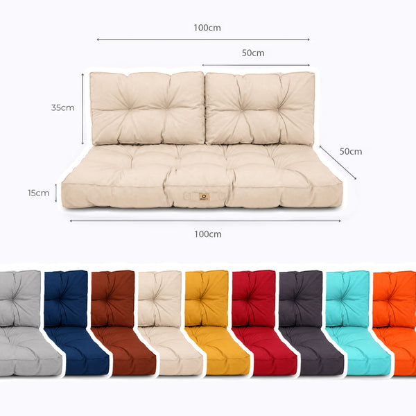 Conjunto de Cojines Acolchados para Banqueta 100x50 Beige - Grueso 15cm (1 Asiento + 2 Respaldos)