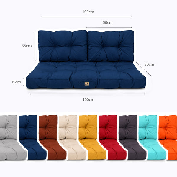 Conjunto de Cojines Acolchados para Banqueta 100x50 Azul Petróleo - Grueso 15cm (1 Asiento + 2 Respaldos)