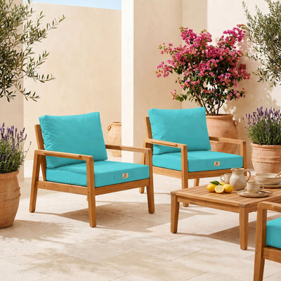 Conjunto de Cojines para Salón de Jardín 60x60 Azul Caribe - Con Funda Extraíble & Anti-UV (Asiento + Respaldo)