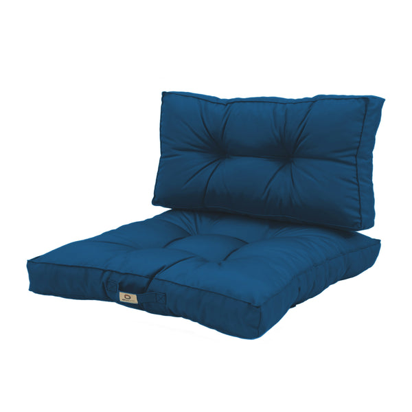 Ensemble de coussins capitonnés bleu pétrole pour fauteuils et canapés, épais et moelleux, dimensions 60x60 cm.
