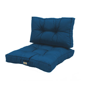 Ensemble Coussins Capitonné 50x50 Bleu Pétrole - Épais 15cm & Moelleux (Assise + Dossier)