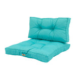 Ensemble de coussins capitonnés 60x60 cm Bleu Caraïbes, épaissis 15 cm, pour fauteuils et canapés, moelleux et confortables.