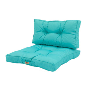 Ensemble Coussins Capitonné 60x60 Bleu Caraïbes - Épais 15cm & Moelleux (Assise + Dossier)