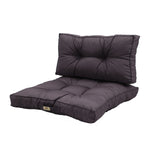 Ensemble de coussins capitonnés gris carbone 60x60 cm, épais 15 cm, pour fauteuils et canapés, très moelleux.