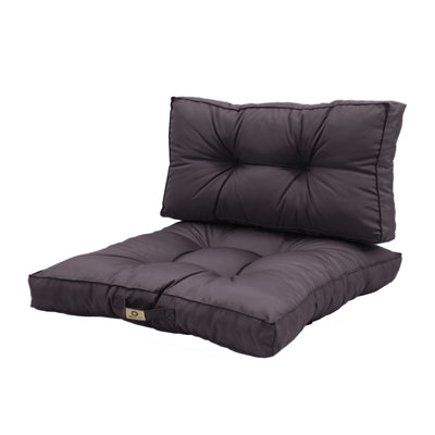 Ensemble de coussins capitonnés gris carbone 60x60 cm, épais 15 cm, pour fauteuils et canapés, très moelleux.