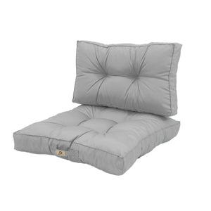 Conjunto de Cojines Acolchados 50x50 Gris Guijarro - Grueso 15cm & Mullido (Asiento + Respaldo)