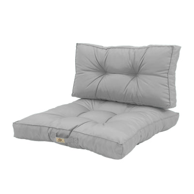 Ensemble de coussins capitonnés gris galet pour fauteuils et canapés, épais 15cm, moelleux, pour assise et dossier.