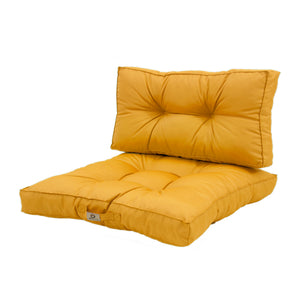 Ensemble Coussins Capitonné 60x60 Jaune - Épais 15cm & Moelleux (Assise + Dossier)