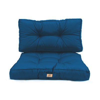Ensemble de coussins capitonnés bleu pétrole pour fauteuils et canapés, épais 15cm et moelleux, pour assise et dossier.