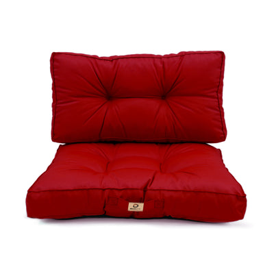 Coussins capitonnés rouges 60x60 cm, épais 15 cm, moelleux pour fauteuils et canapés, offrant confort et style.
