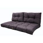 Ensemble de coussins capitonnés gris carbone pour banquette, épaissis 15cm, 1 assise et 2 dossiers, pour fauteuils et canapés.