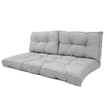 Ensemble de coussins capitonnés gris galet pour banquette, 120x60cm, épais 15cm, comprenant une assise et deux dossiers.