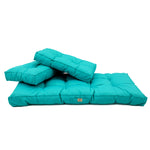 Coussins pour salon de jardin capitonné 100x50cm Bleu caraibes - Deco-arts.fr