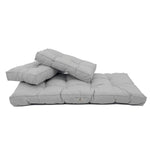 Ensemble de 3 coussins capitonnés gris galet pour banquette, 120x60 cm, épais 15 cm, pour fauteuils et canapés.