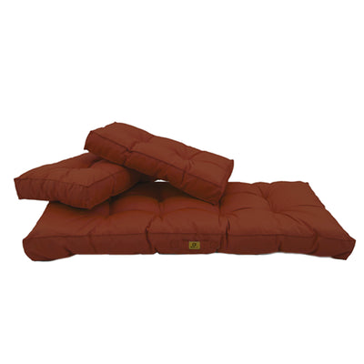 Ensemble de coussins capitonnés terracotta pour canapé ou fauteuil, 100x50cm, épais 15cm, comprenant une assise et deux dossiers.