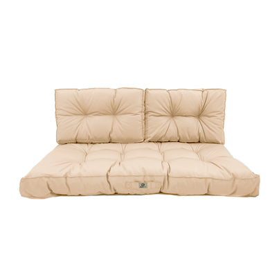 Ensemble de coussins capitonnés beige pour banquette 120x60 cm, épais 15 cm, comprenant 1 assise et 2 dossiers, pour fauteuils et canapés.