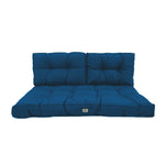 Ensemble de coussins capitonnés pour banquette bleu pétrole, épais 15cm, comprenant une assise et deux dossiers pour fauteuils et canapés.