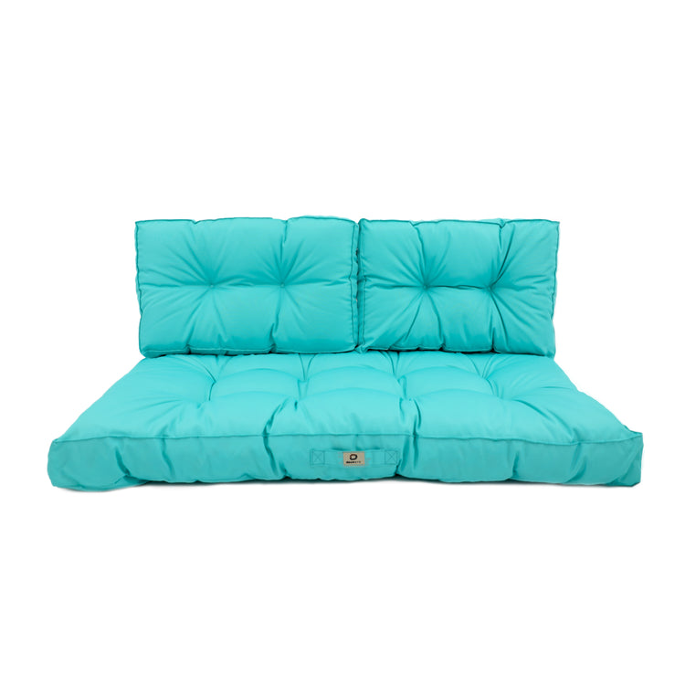 Coussins pour salon de jardin capitonné 100x50cm Bleu caraibes - Deco-arts.fr
