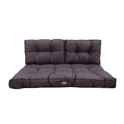 Ensemble de 3 coussins capitonnés gris carbone pour banquette, épais 15cm, pour fauteuils et canapés, par Deco-arts.fr