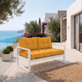 Ensemble Coussins Capitonné Banquette 100x50 Jaune - Épais 15cm (1 Assise + 2 Dossiers)