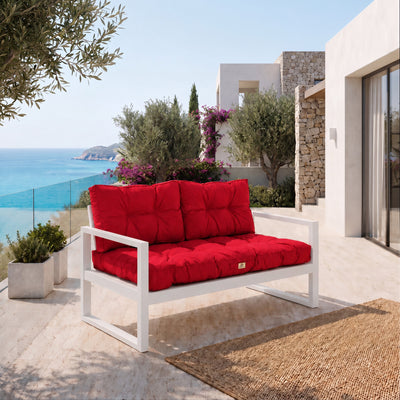 Ensemble Coussins Capitonné Banquette 100x50 Rouge - Épais 15cm (1 Assise + 2 Dossiers)