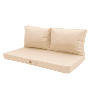 Ensemble Coussins Salon Jardin 120x60 Beige - Déhoussable & Anti-UV (1 Assise + 2 Dossiers)