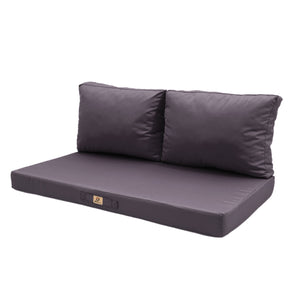 Ensemble Coussins Salon Jardin 120x60 Gris Carbone - Déhoussable & Anti-UV (1 Assise + 2 Dossiers)