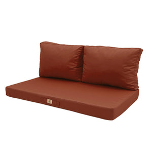 Ensemble Coussins Salon Jardin 120x60 Terracotta - Déhoussable & Anti-UV (1 Assise + 2 Dossiers)
