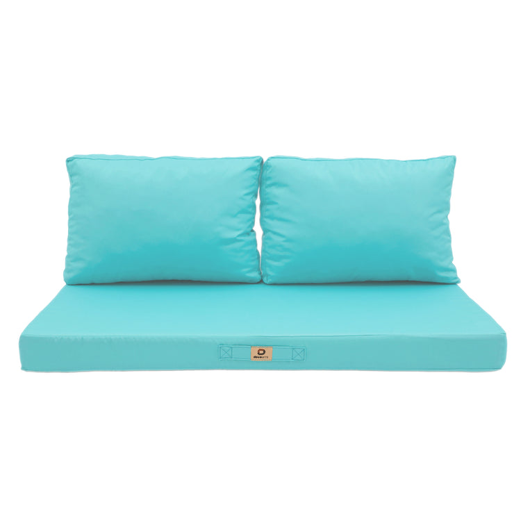 Coussins pour salon de jardin déhoussable 100x50cm Bleu caraïbes - Deco-arts.fr