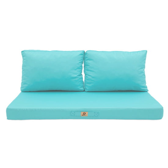 Coussins pour salon de jardin déhoussable 120x60cm Bleu caraïbes - Deco-arts.fr