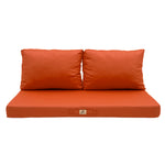 Ensemble de coussins de salon jardin orange 100x50cm, déhoussables et anti-UV, pour fauteuils et canapés, Deco-arts.fr