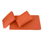 Ensemble de 3 coussins pour salon jardin en tissu orange déhoussable et anti-UV, avec assise et dossiers Deco-arts.fr