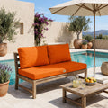 Ensemble Coussins Salon Jardin 100x50 Orange - Déhoussable & Anti-UV (1 Assise + 2 Dossiers)