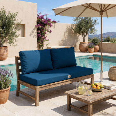 Conjunto de Cojines para Salón de Jardín 100x50 Azul Petróleo - Con Funda Extraíble & Anti-UV (1 Asiento + 2 Respaldos)