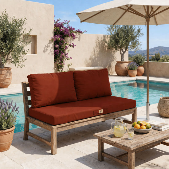 Conjunto de Cojines para Salón de Jardín 100x50 Terracota - Con Funda Extraíble & Anti-UV (1 Asiento + 2 Respaldos)
