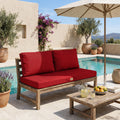 Ensemble Coussins Salon Jardin 100x50 Rouge - Déhoussable & Anti-UV (1 Assise + 2 Dossiers)