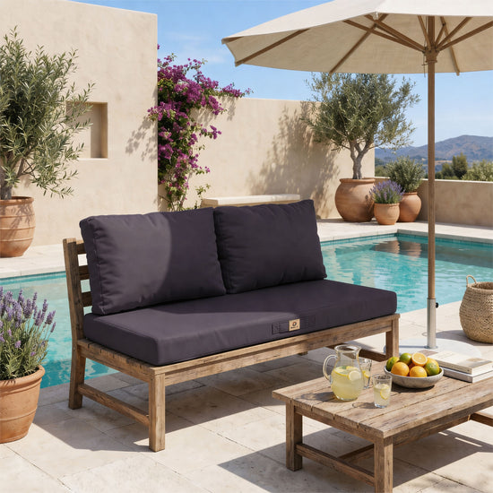 Conjunto de Cojines para Salón de Jardín 100x50 Gris Carbón - Con Funda Extraíble & Anti-UV (1 Asiento + 2 Respaldos)
