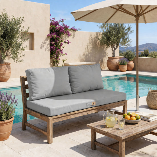 Conjunto de Cojines para Salón de Jardín 100x50 Gris Guijarro - Con Funda Extraíble & Anti-UV (1 Asiento + 2 Respaldos)