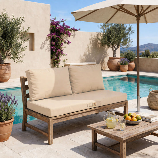 Conjunto de Cojines para Salón de Jardín 100x50 Beige - Con Funda Extraíble & Anti-UV (1 Asiento + 2 Respaldos)