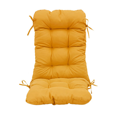 Coussin de chaise haut de 120x50 cm en tissu capitonné jaune, confort 8cm pour fauteuils et canapés.