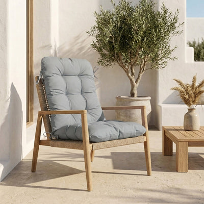 Coussin Chaise Dossier Haut 120x50 Gris Galet - Capitonné (Confort 8cm)