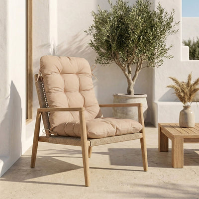 Coussin Chaise Dossier Haut 120x50 Beige - Capitonné (Confort 8cm)