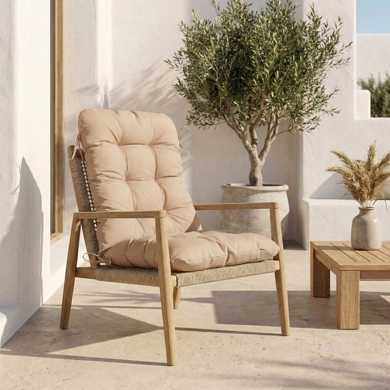 Cojín para Silla con Respaldo Alto 120x50 Beige - Acolchado (Confort 8cm)