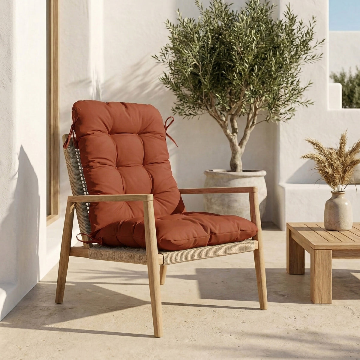 Cojín para Silla con Respaldo Alto 120x50 Terracota – Acolchado (Confort 8cm)